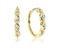 Gold Plated CZ Silver Huggies Earring HO-1631-GP